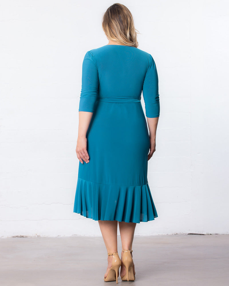 Plus Size Dresses Short Ruffle Cocktail Plus Size Dress Kiyona 11122201 Blue Jade