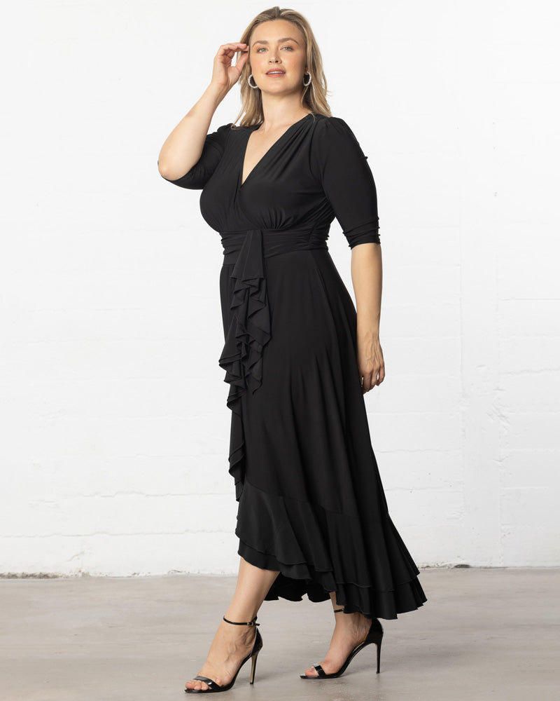 Plus Size Dresses Short Ruffle Cocktail Evening Plus Size Dress Onyx