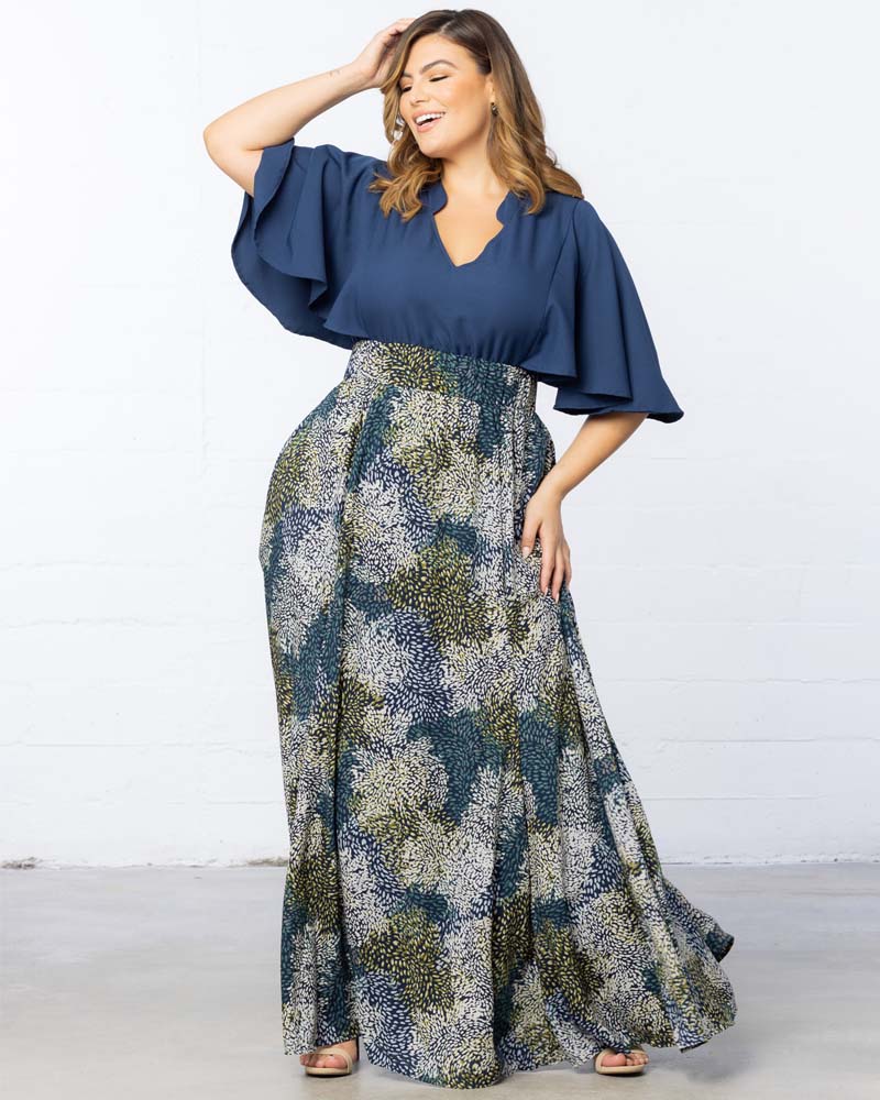 V-Neck Floor-Length Jersey Evening A-Line Kiyonna 11242607