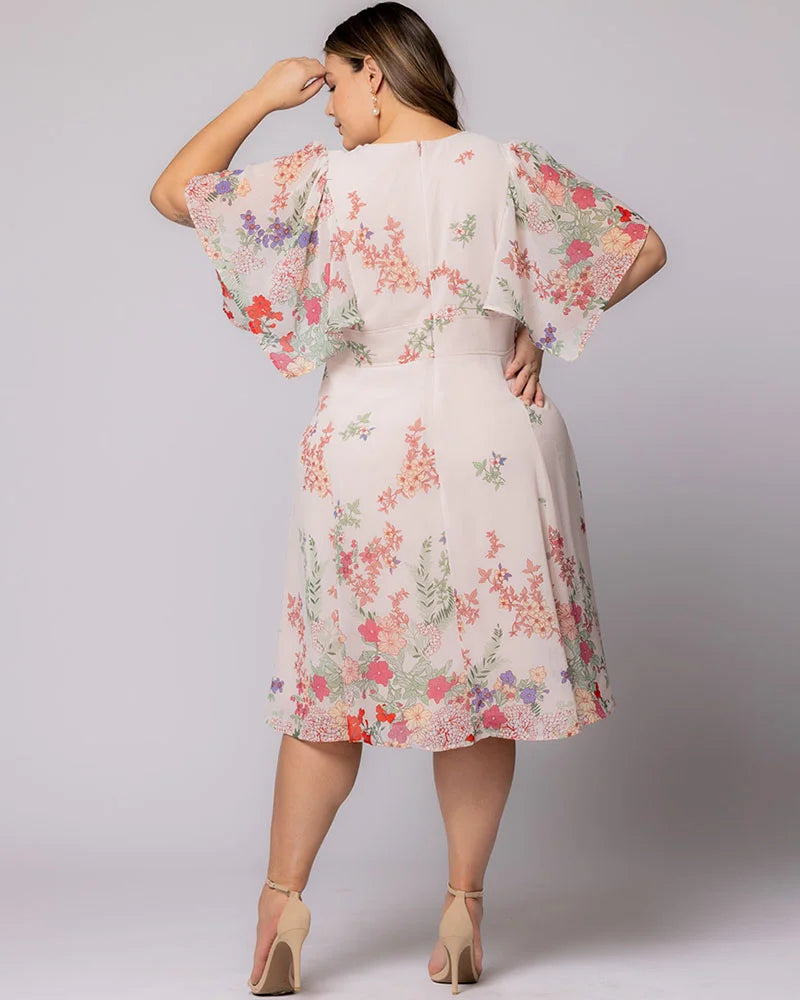 Plus Size Dresses Print Short A Line Cocktail Floral Plus Size Dress Kiyonna 11242802 Cottage Garden Border