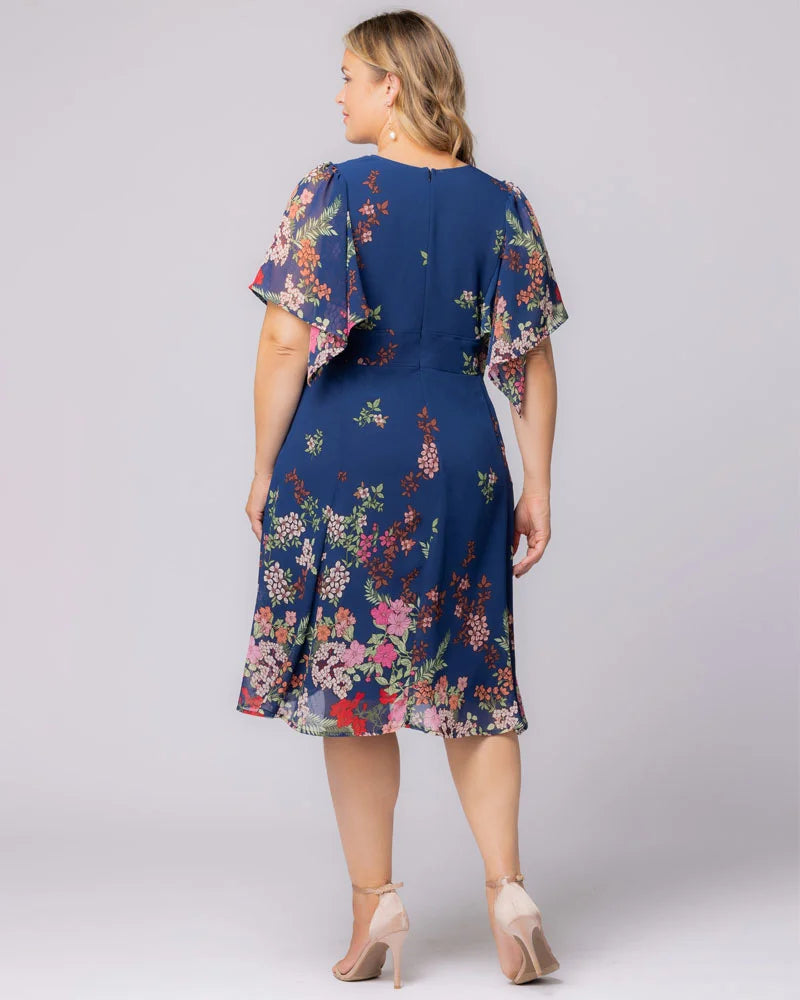 Plus Size Dresses Print Short A Line Cocktail Floral Plus Size Dress Kiyonna 11242802 Twilight Garden Border