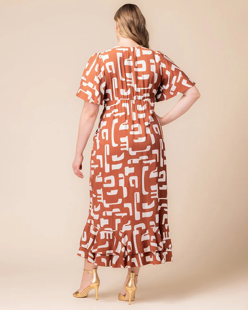 Plus Size Dresses Ruffle High Low Cocktail Plus Size Dress Kiyonna 11242904 Chocolate Abstraction