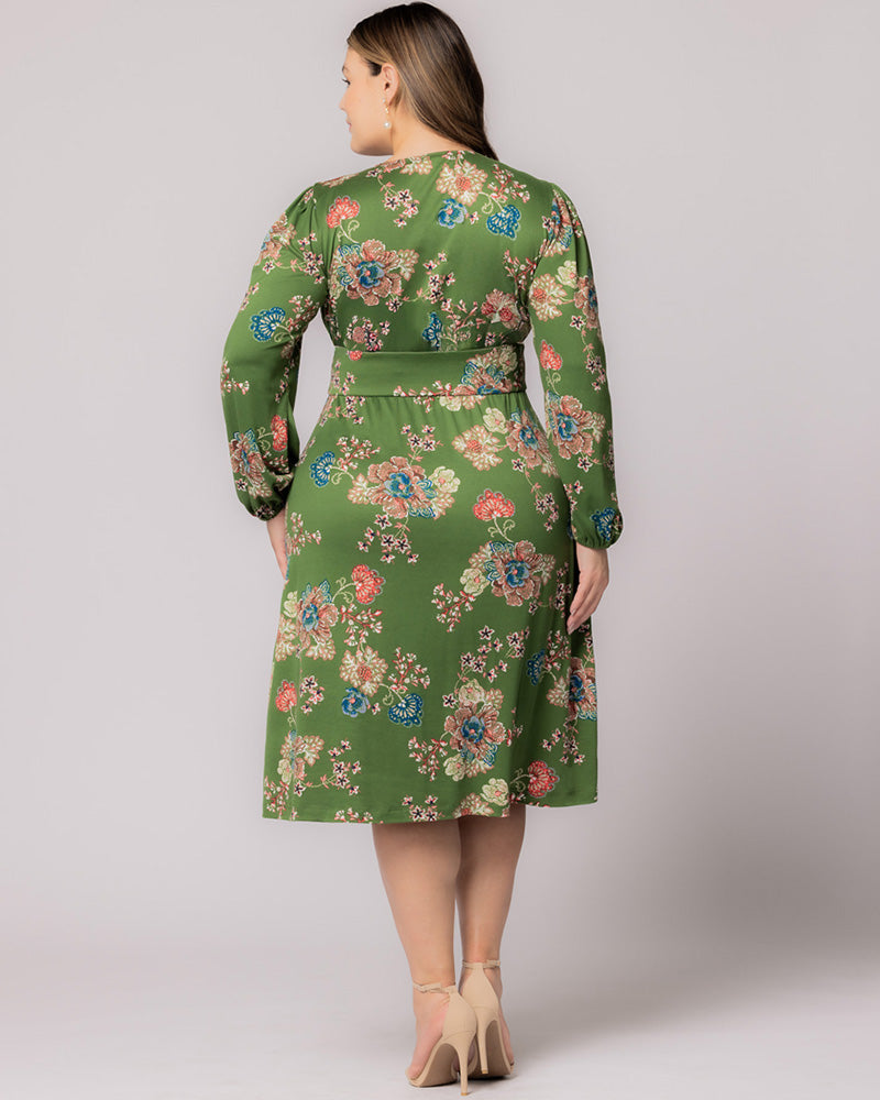Plus Size Dresses Long Sleeve A Line Short Cocktail Plus Size Dress Olive Floral Print