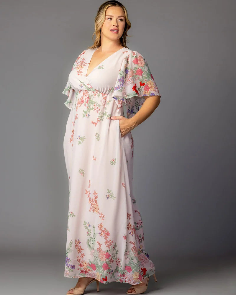 V-Neck Floor-Length Chiffon Formal A-Line Kiyonna 11262808