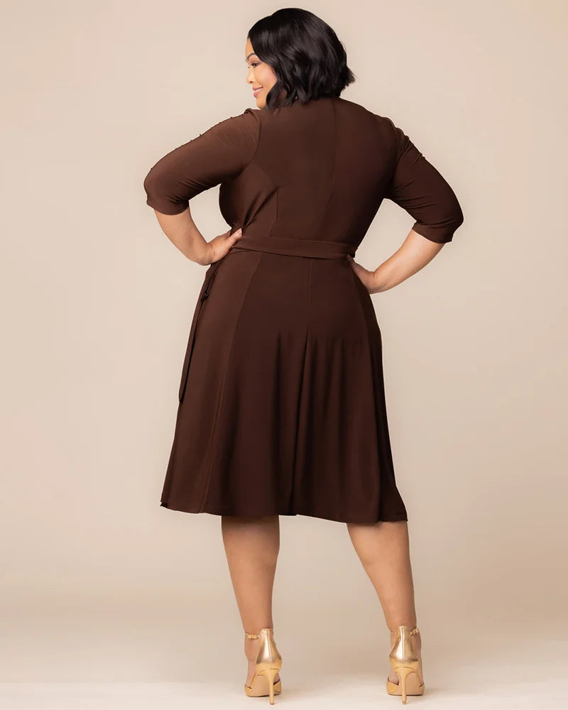Plus Size Dresses Short Tea Length Cocktail Plus Size Dress Kiyona 12131806 Chocolate