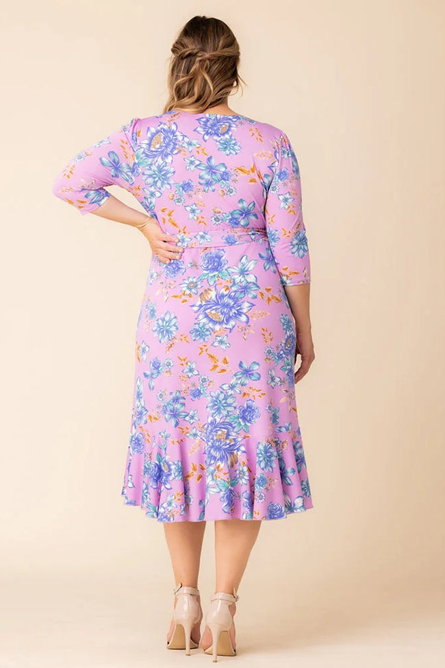 Plus Size Dresses Plus Size Print Short Cocktail Dress Lilac Tropical Florals