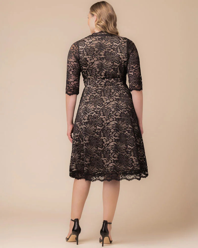 Plus Size Dresses A Line Short Lace Midi Cocktail Plus Size Dress Kiyona 12150901 Black And Nude