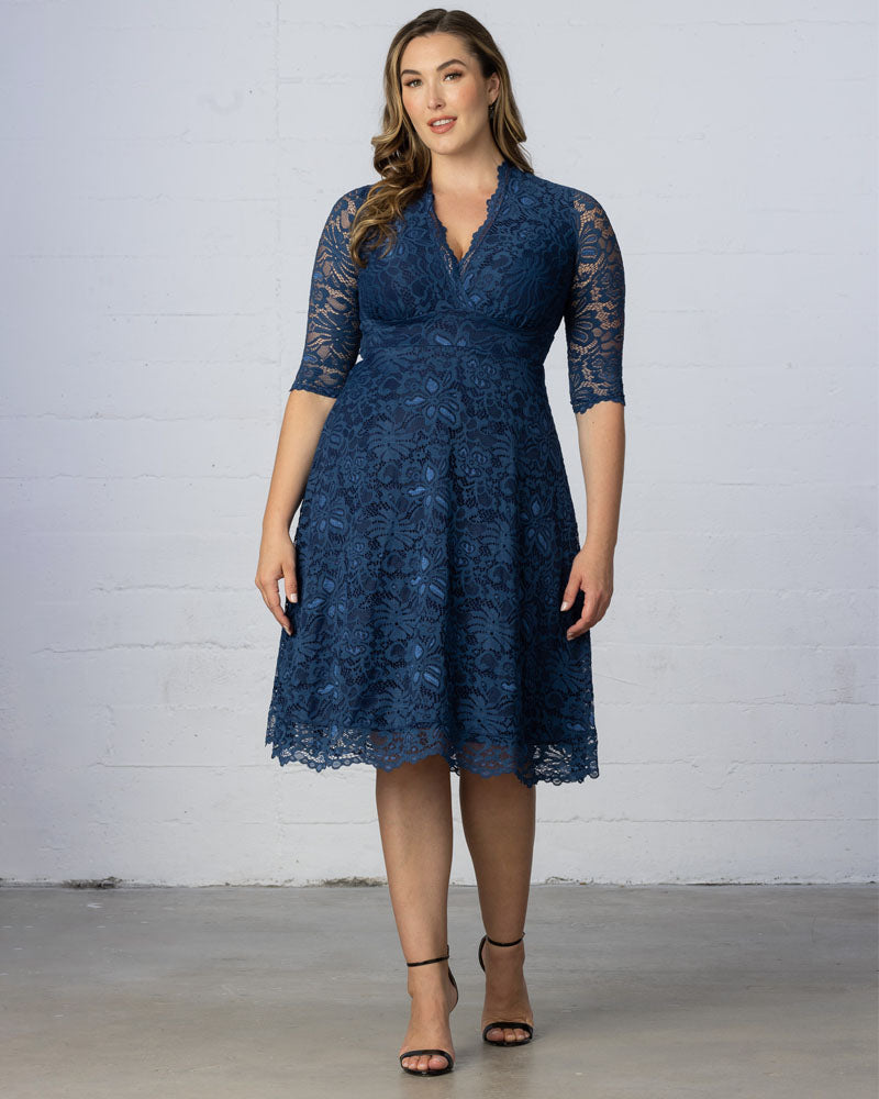 Plus Size Dresses A Line Short Lace Midi Cocktail Plus Size Dress Kiyona 12150901 Navy