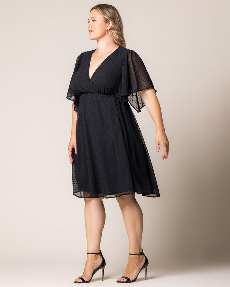 Onyx V-Neck Knee-Length Chiffon Casual Floral Wrap Plus Size Dress Kiyonna 12191302