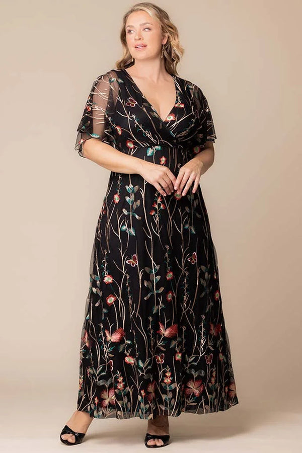 Kiyonna 12192101 Long Formal Printed Plus Size Dress