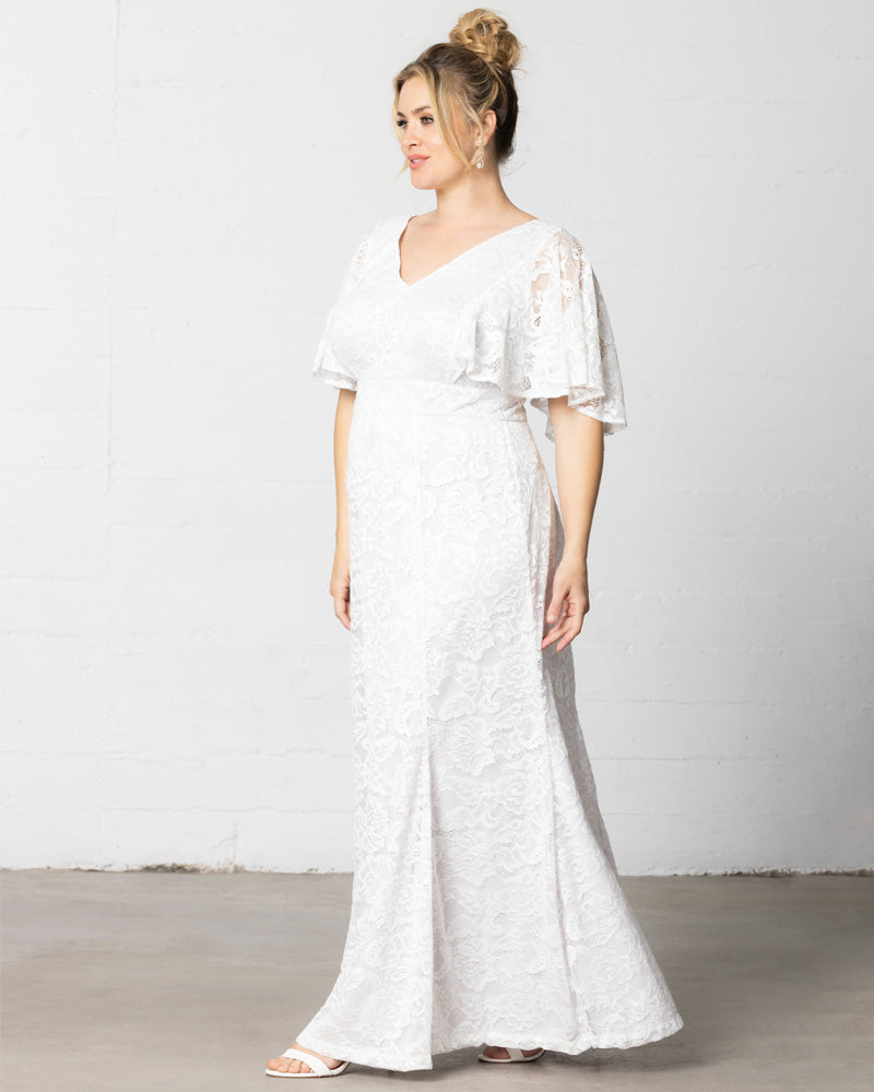 Wedding Dresses Long Lace A Line Plus Size Wedding Dress Kiyonna 12230901 Pearl