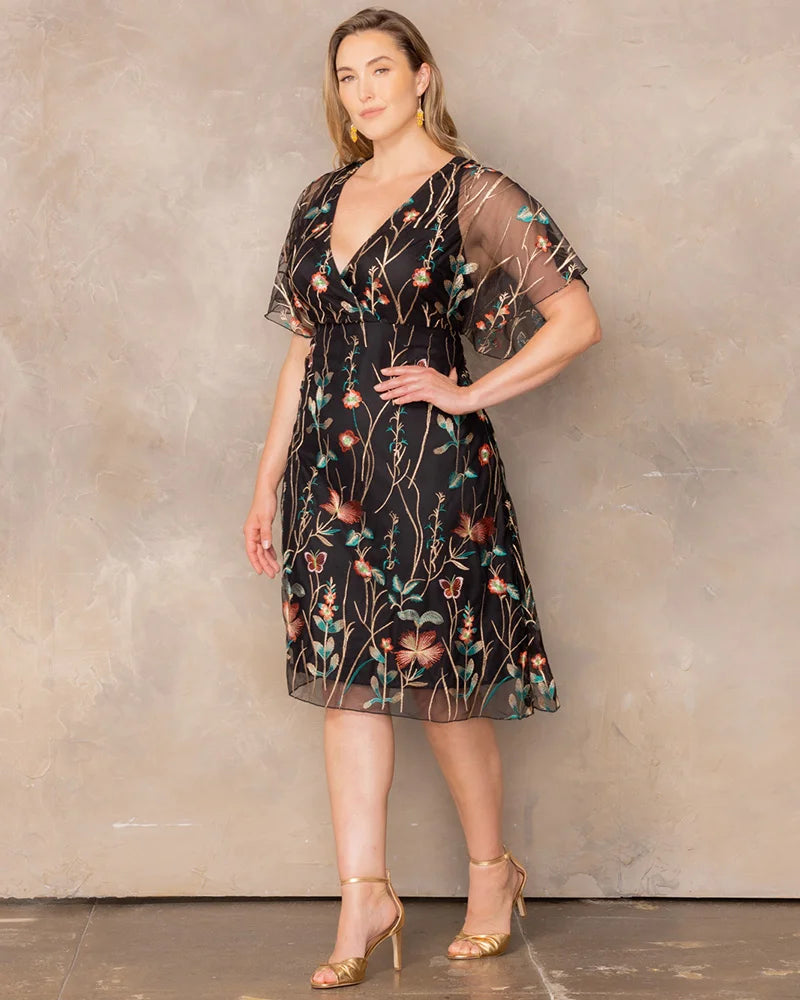 Plus Size Dresses Short Floral Midi Cocktail Plus Size Dress Kiyonna 12252103 Meadow Print