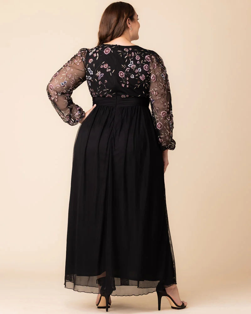 Kiyonna 12252106 Long Formal Floral Mother of the Bride Plus Size