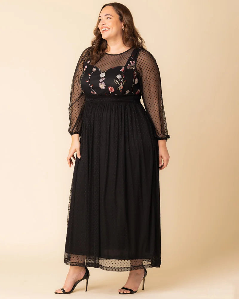 Plus Size Dresses Long Sleeve Formal Mother of the Bride A Line Plus Size Dress Kiyonna 12253605 Bordeaux Blooms