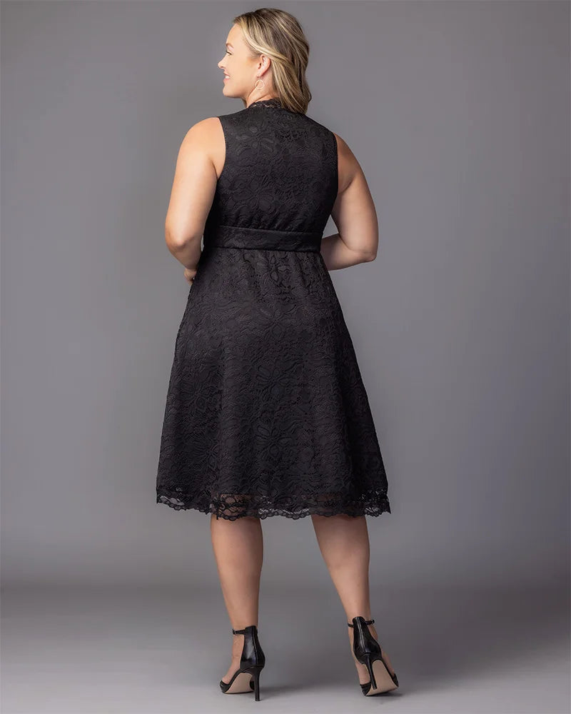 Halter Knee-Length Lace Formal A-Line Kiyonna 12260901