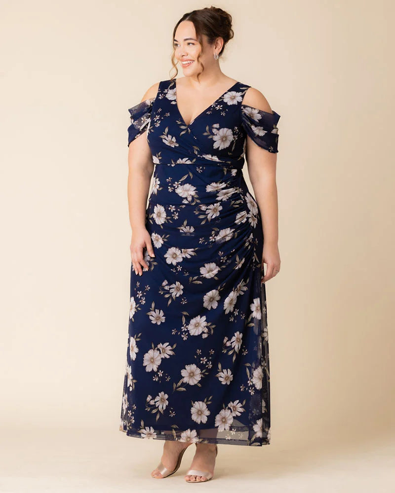 Plus Size Dresses Long A Line Formal Mother of the Bride Plus Size Dress Kiyonna 13212703 Navy Blue Blooms