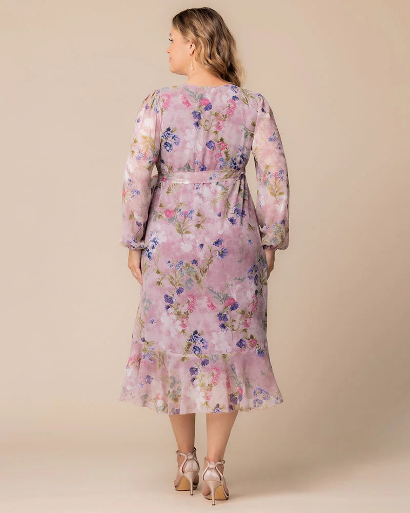 Plus Size Dresses Metallic Short High Low Glitter Plus Size Cocktail Dress Kiyonna 13232811 Lilac Floral Print