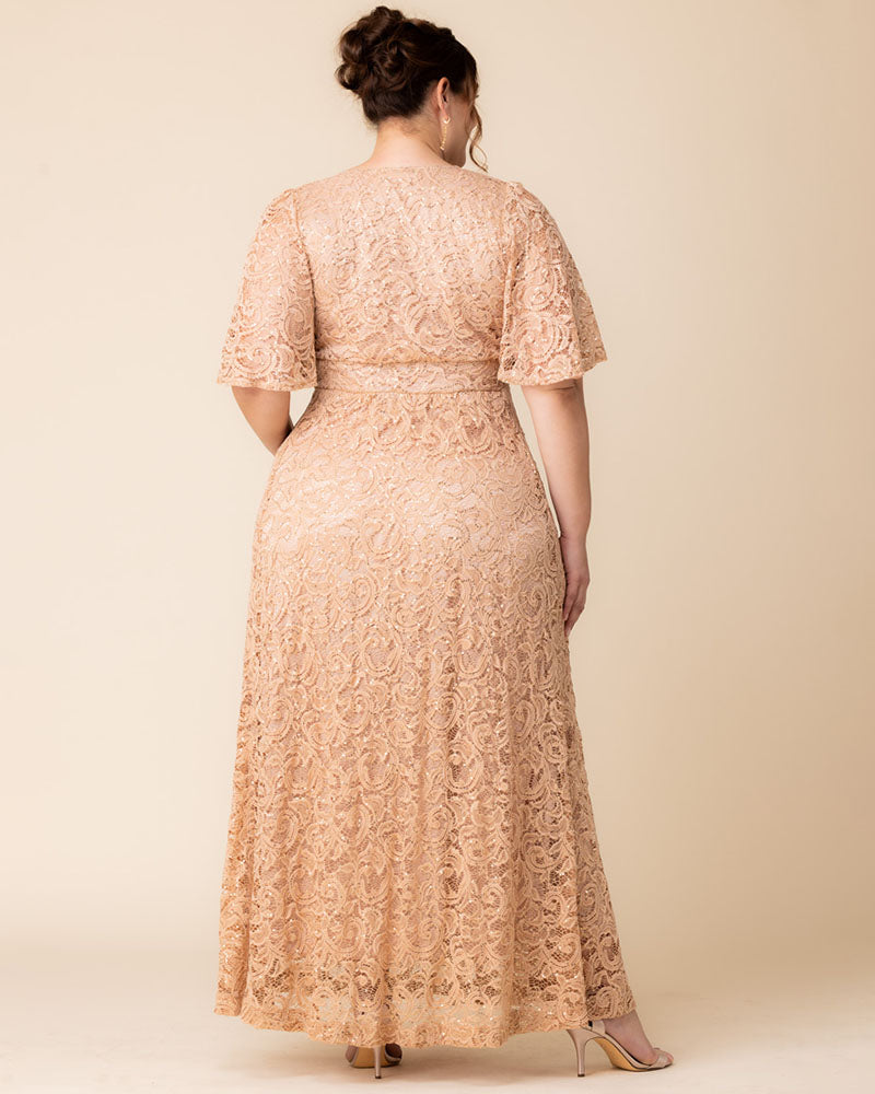 Plus Size Dresses Sequin Lace Long Formal Plus Size Dress Kiyona 13242507 Champagne