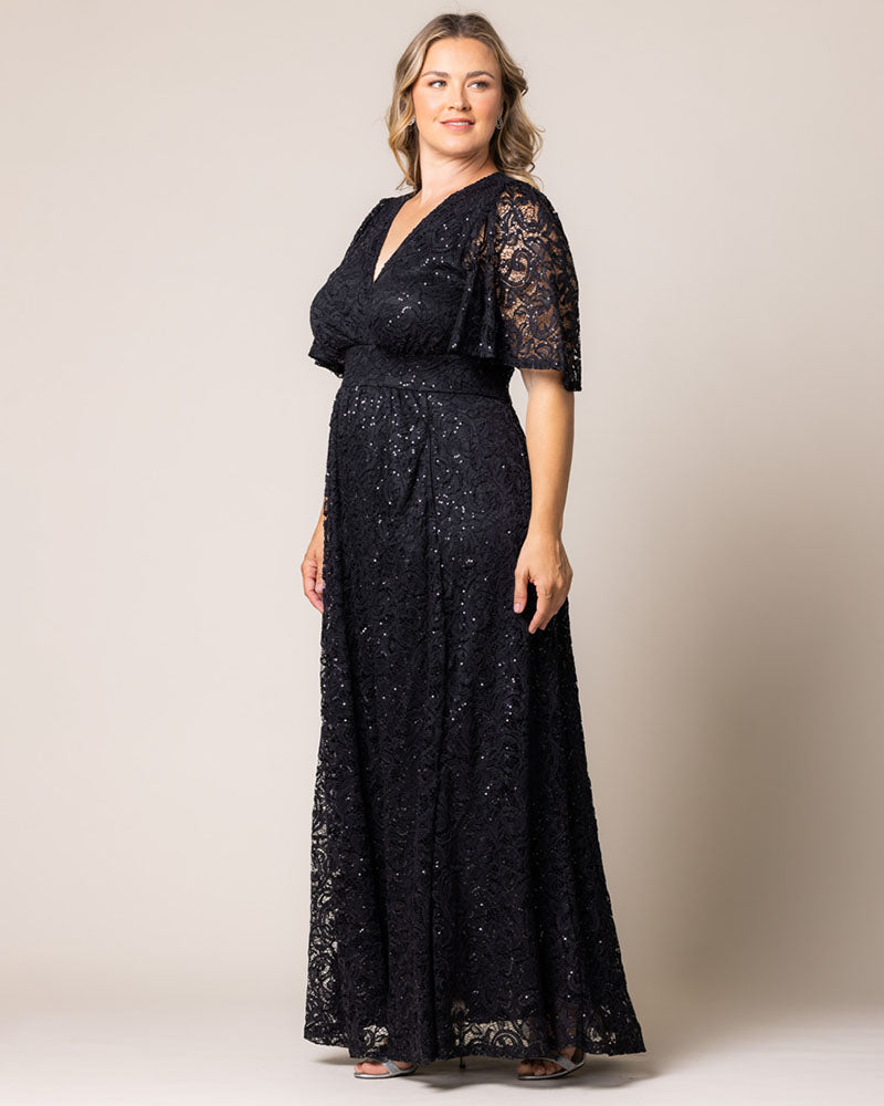 Plus Size Dresses Sequin Lace Long Formal Plus Size Dress Kiyona 13242507 Onyx