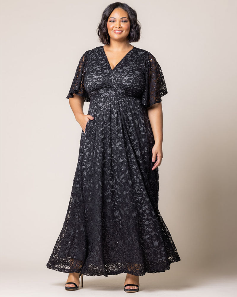 Plus Size Dresses Sequin Lace Long Formal Plus Size Dress Kiyona 13242507 Storm Grey