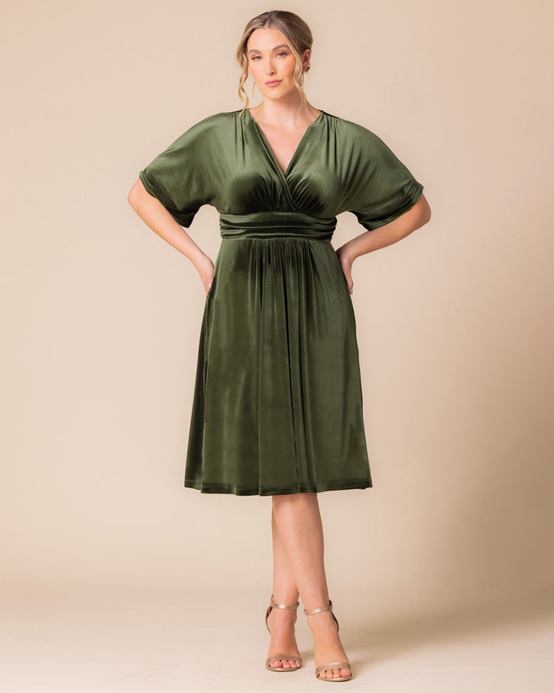 Plus Size Dresses Midi Velvet Short Cocktail Plus Size Dress Olive