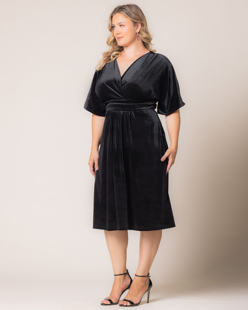 Plus Size Dresses Midi Velvet Short Cocktail Plus Size Dress Onyx
