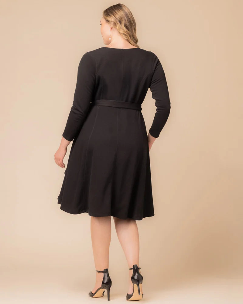 Plus Size Dresses Long Sleeve Short Midi Plus Size Dress Black Noir