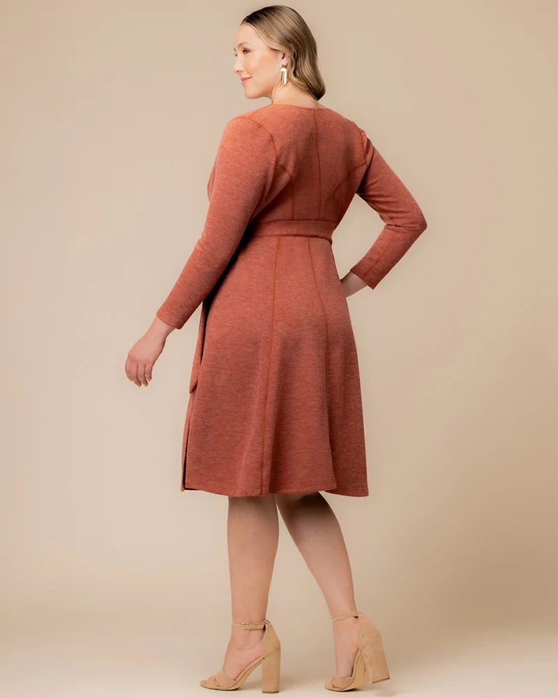 Plus Size Dresses Long Sleeve Short Midi Plus Size Dress Cinnamon