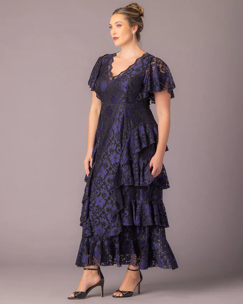 Plus Size Dresses Short Lace Tea Length Cocktail Dress Violet Noir Lace