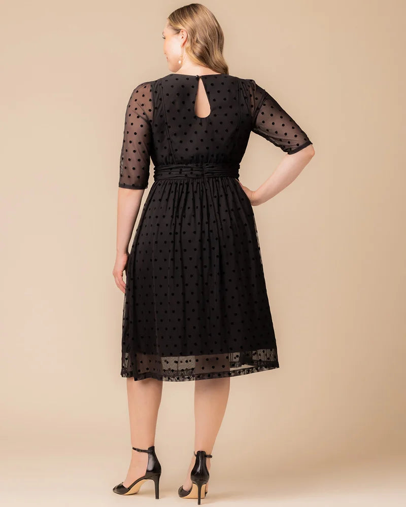 Plus Size Dresses Midi Cocktail Short Evening Dress Noir Dot