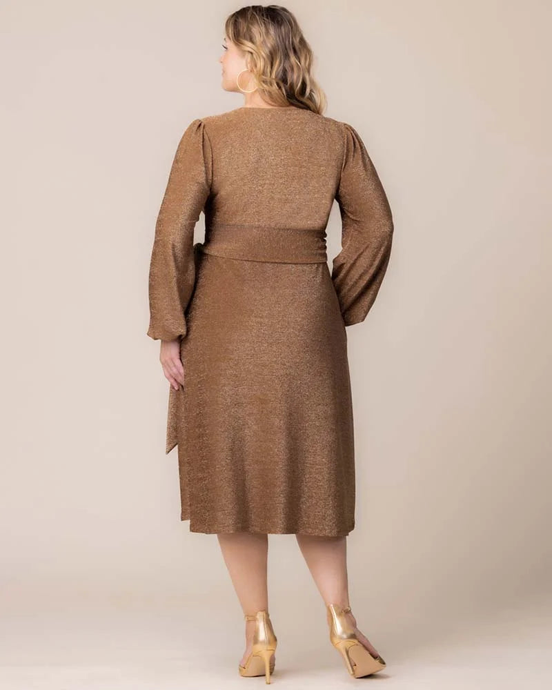 Plus Size Dresses Long Sleeve Short Midi Cocktail Plus Size Dress Kiyona 17212501 Mocha Sparkle