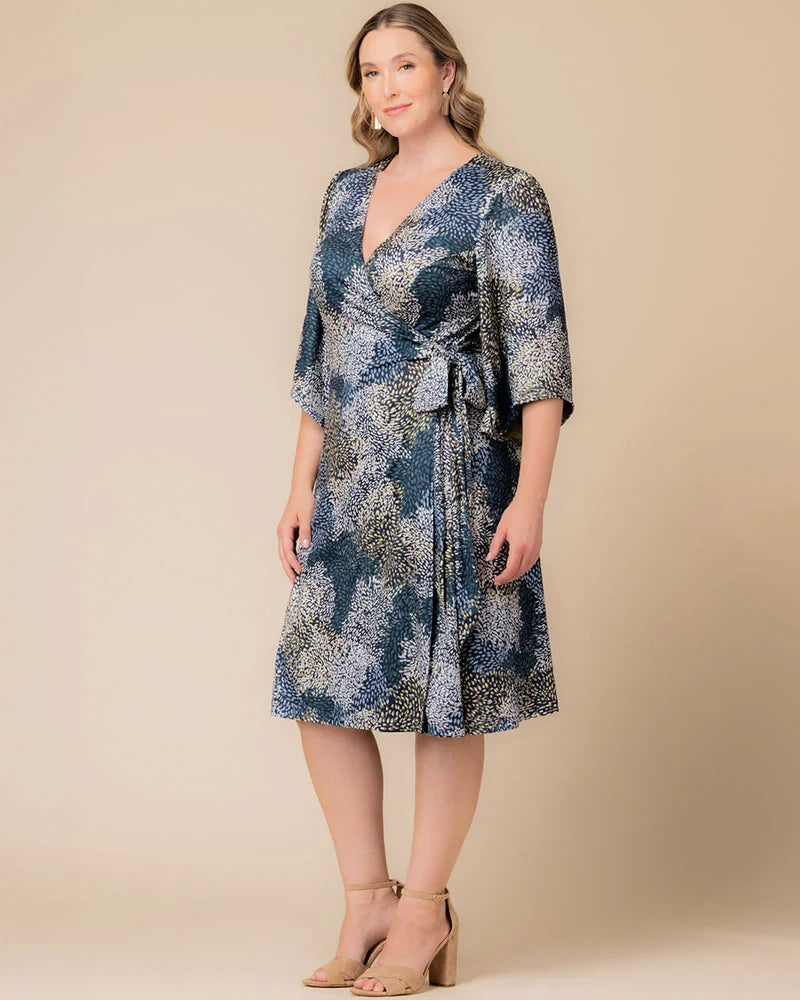Plus Size Dresses Print Short Cocktail Plus Size Dress Blue Impressionist Print