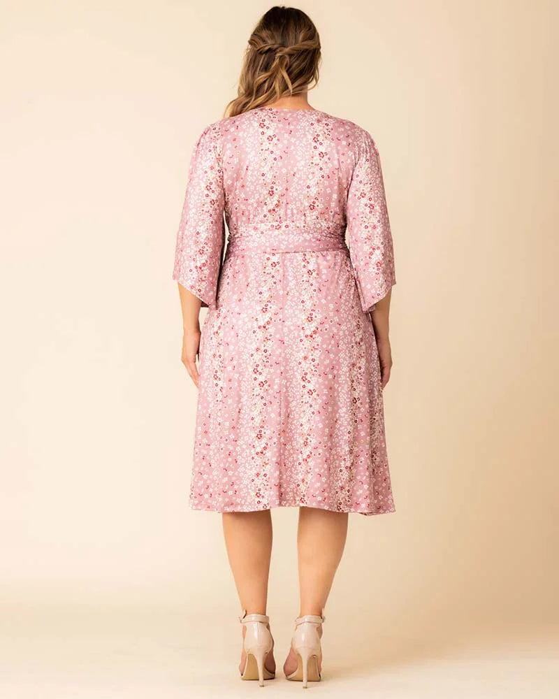 Plus Size Dresses Print Short Cocktail Plus Size Dress Pink Floral Falls