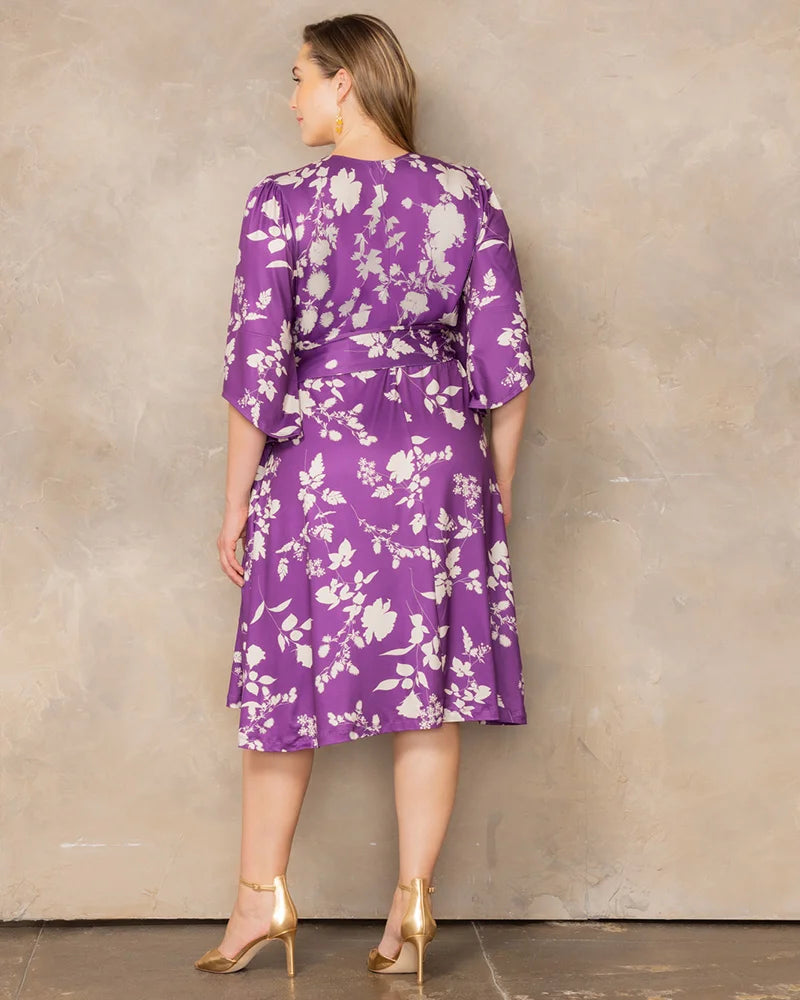 Plus Size Dresses Print Short Cocktail Plus Size Dress Purple Blooms