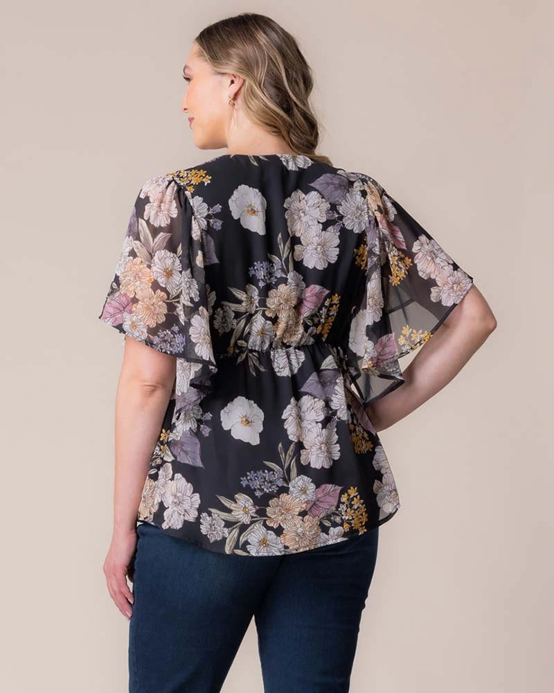 V-Neck Mini Chiffon Occasion Empire Waist Top Kiyonna KY21192807