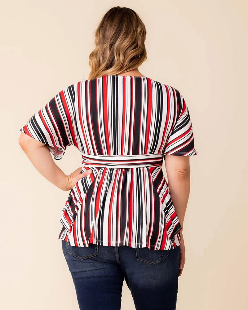 Top Plus Size Formal Top Kiyonna 22240703 Red White Black