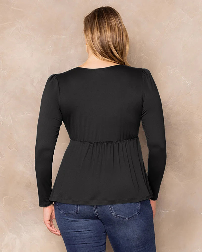 Top Long Sleeve Formal Plus Size Top Kiyona 23111801 Black Noir