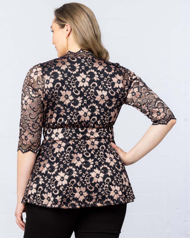 Top Formal Evening Lace Top Kiyona 23230906 Rose Gold Lace