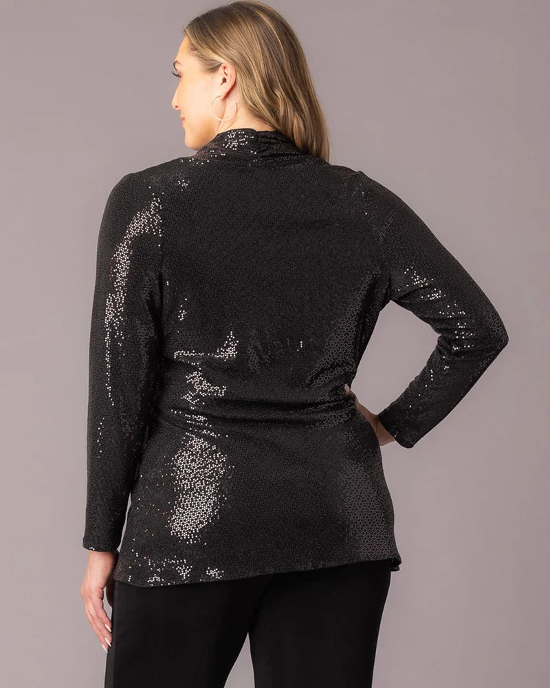 Top Long Sleeve Sequin Formal Top Kiyona 27252502 Onyx