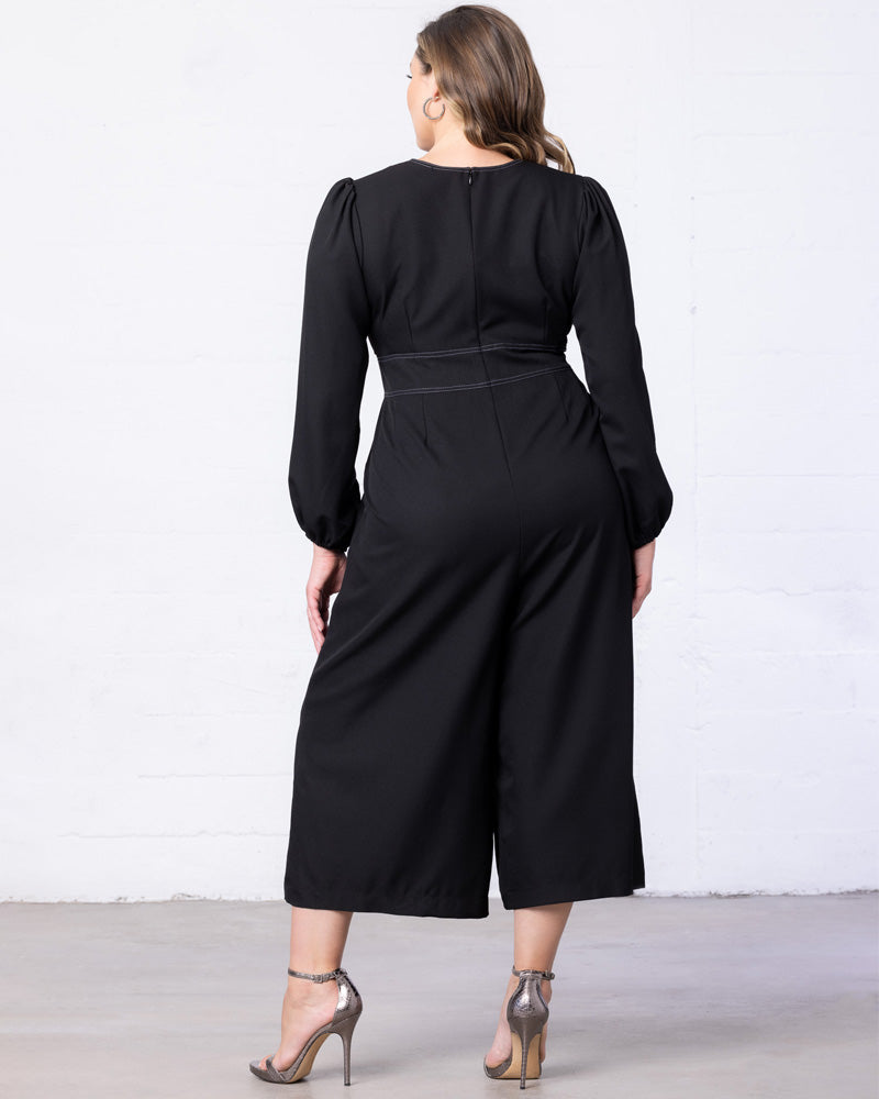 Jumpsuit Plus Size Long Sleeve Formal Jumpsuit Kiyonna 33232703 Black Noir