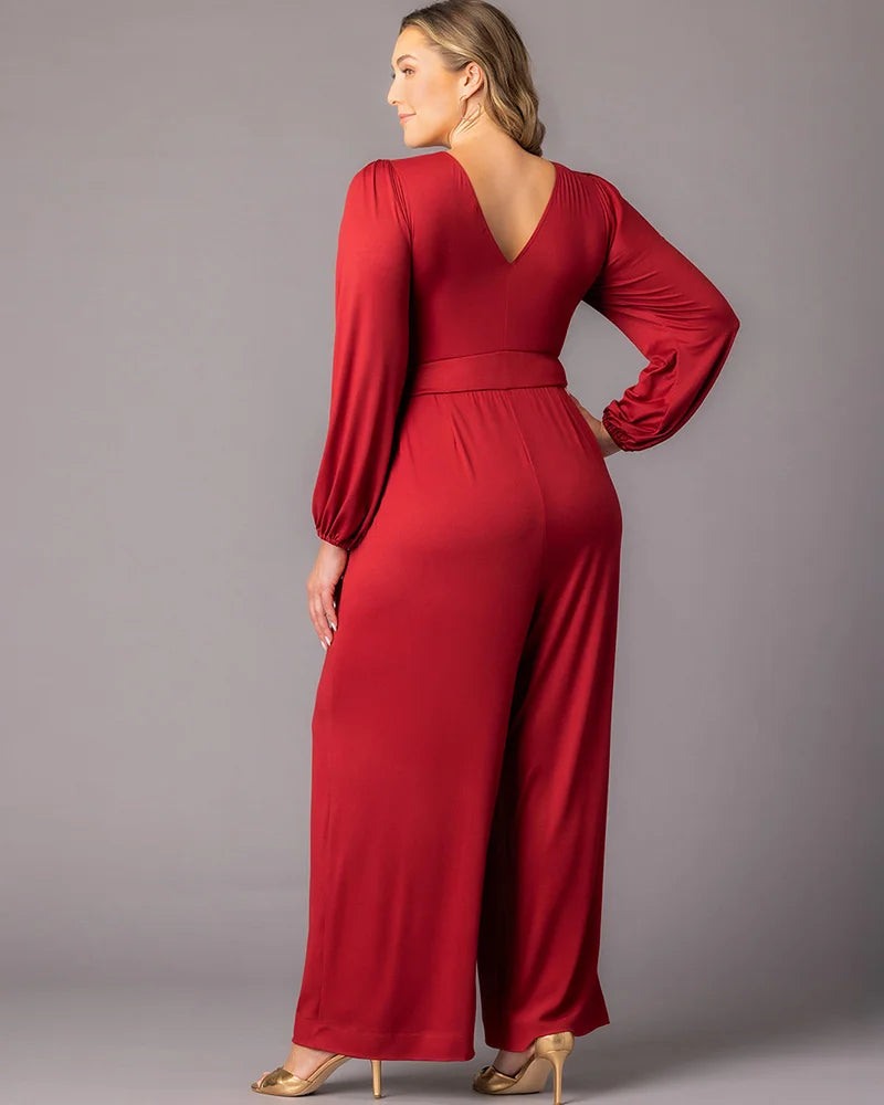 Jumpsuit Long Sleeve Formal Plus Size Jumpsuit Kiyona 37250701 Cherry Red