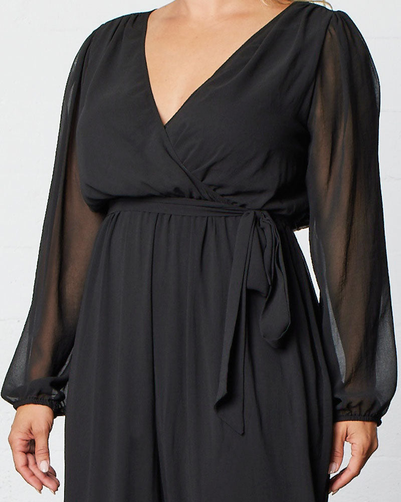 Jumpsuit Long Sleeve Formal Jumpsuit Kiyonna 31222801 Black Noir