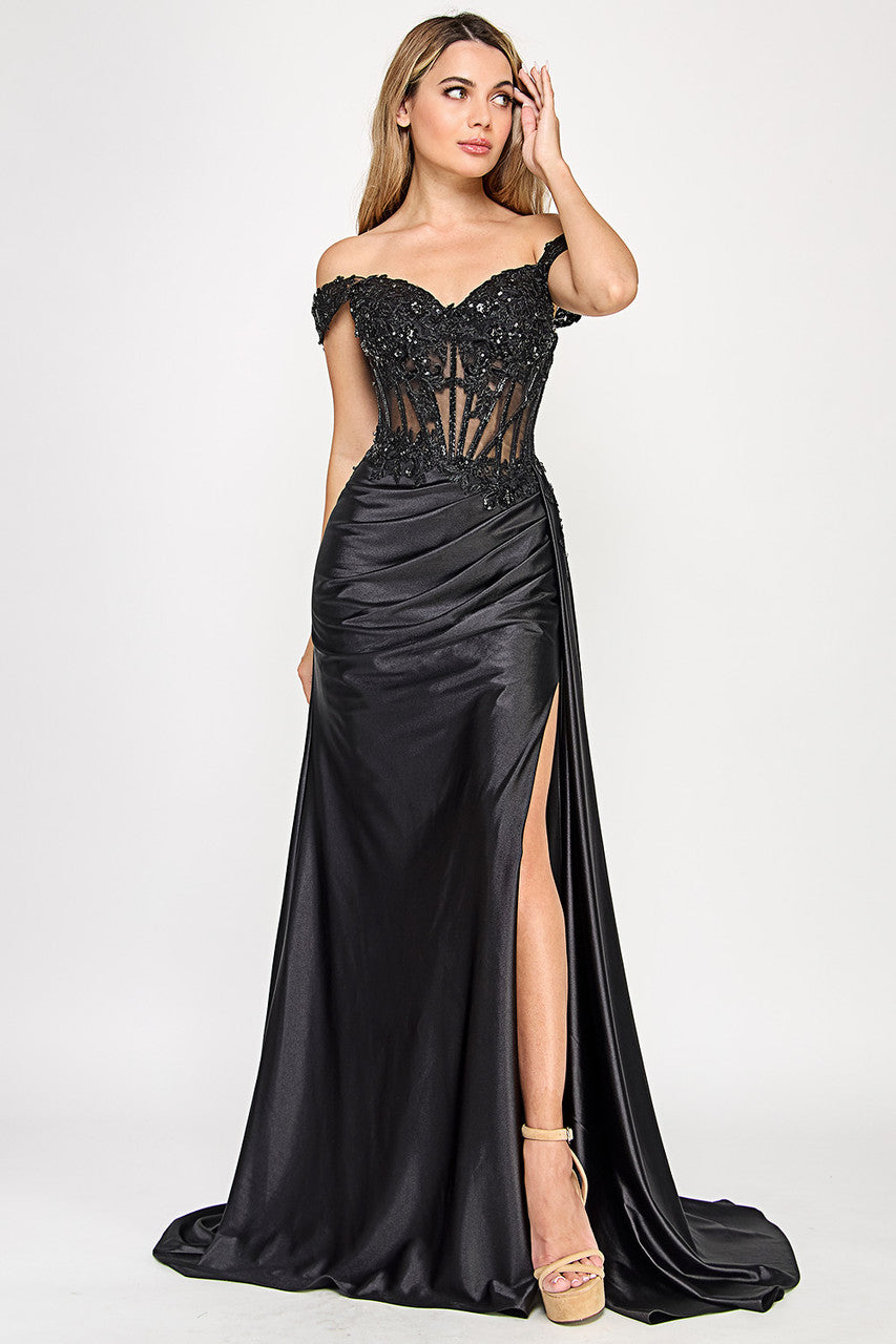 Prom Dresses Fitted Formal Long Prom Evening Beaded Dress Lenovia 8360 Black