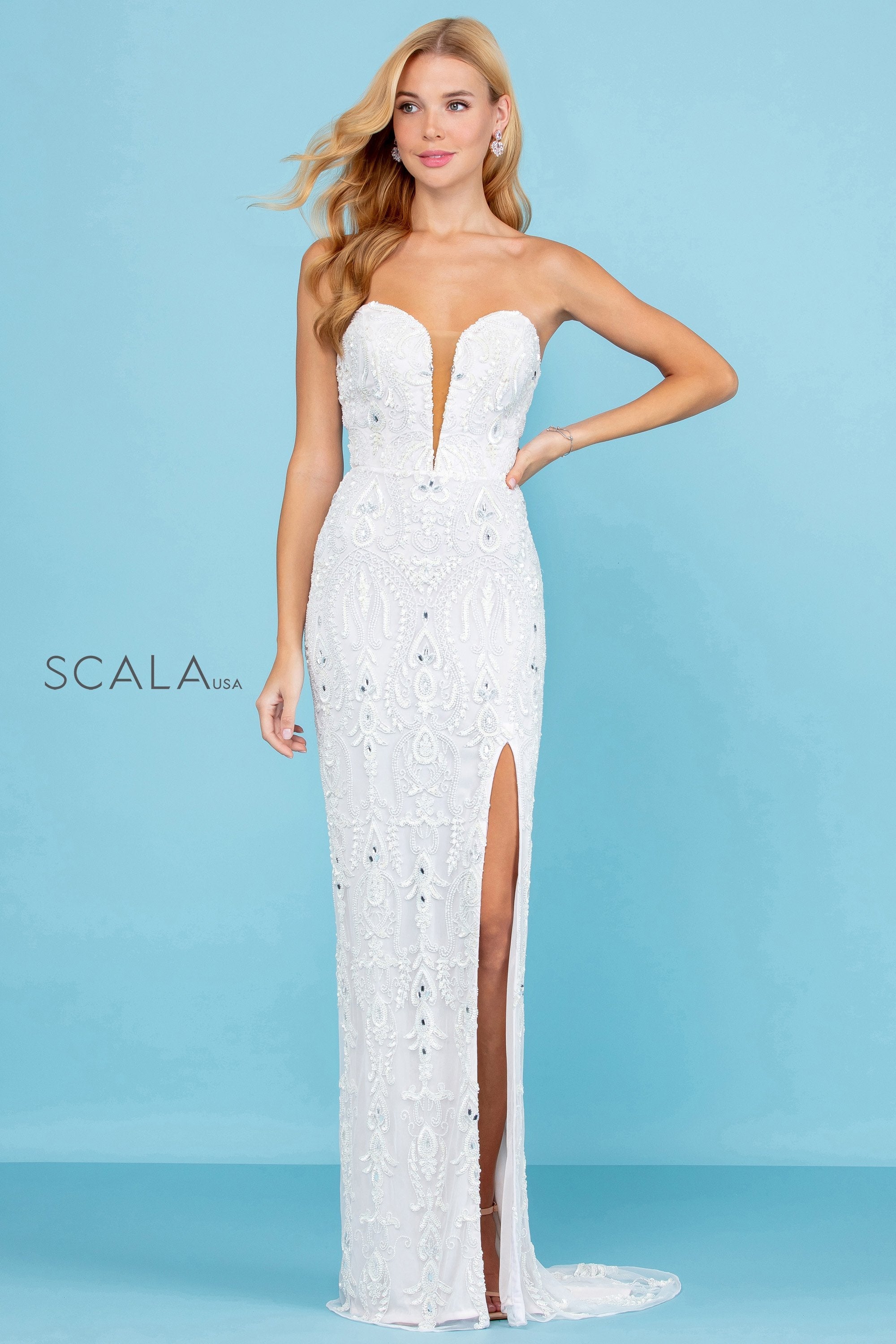 Wedding Dresses Bridal Long Sequin Beaded Wedding Dress Ivory Blush