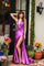 Prom Dresses Formal Long Metallic Prom Pleated Dress Violet