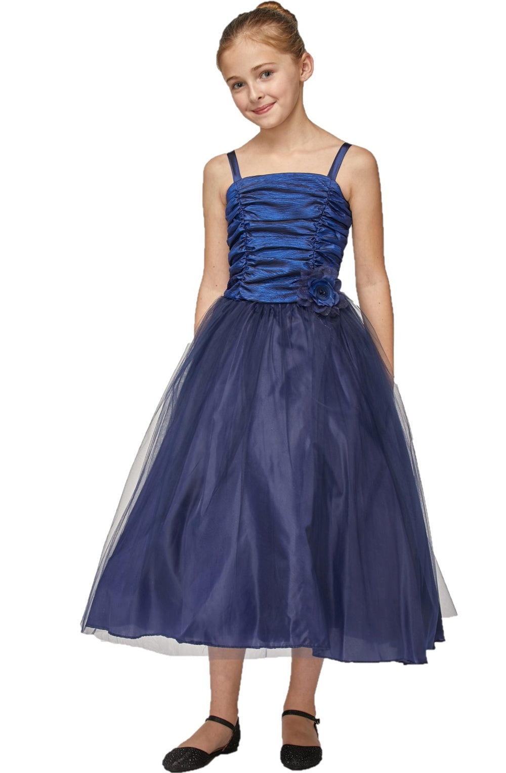 Flower Girl Dresses A Line Flower Girl Tea Length Dress Navy