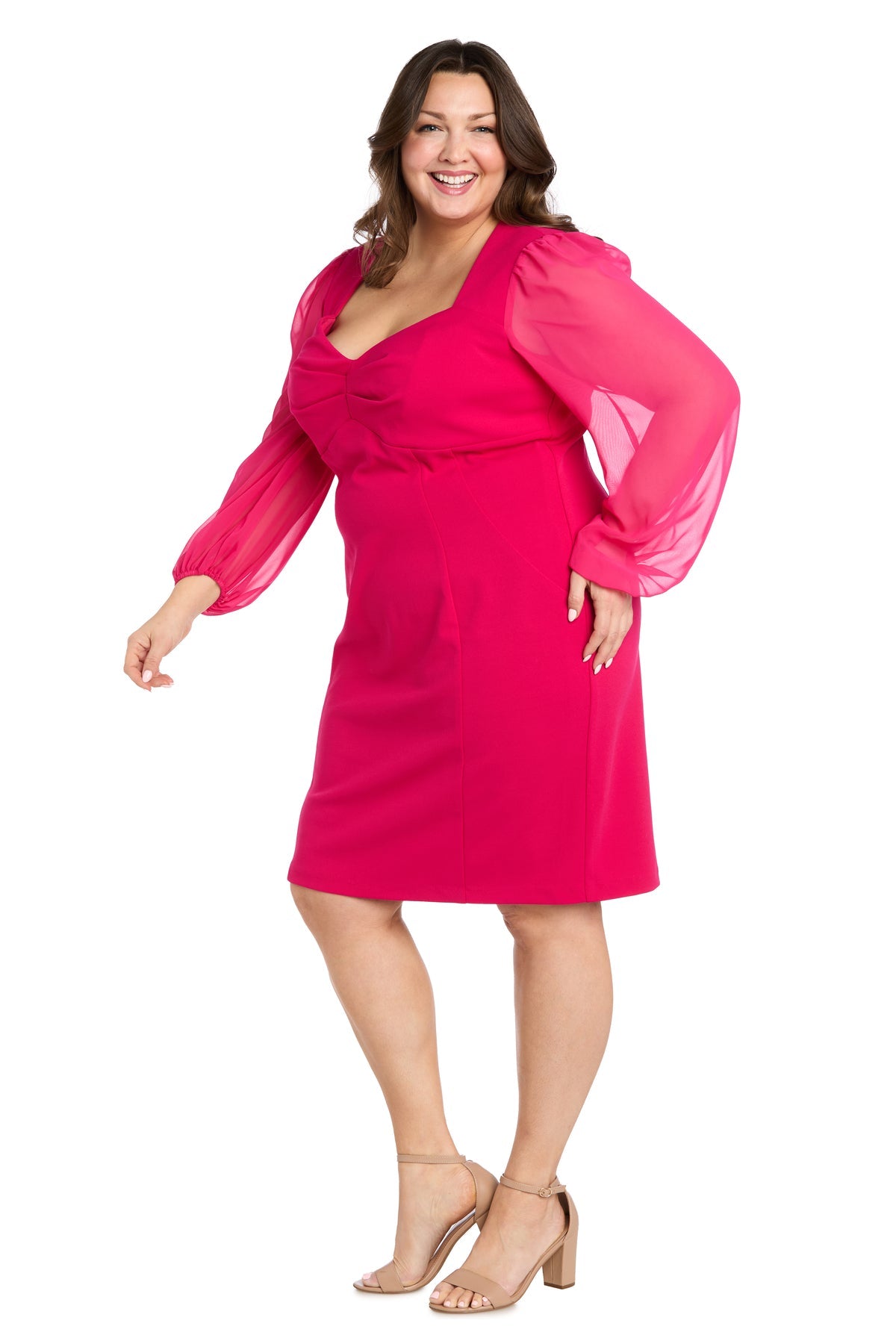 R&M Richards 4002W Plus Size Short Bell Sleeve Cocktail Dress