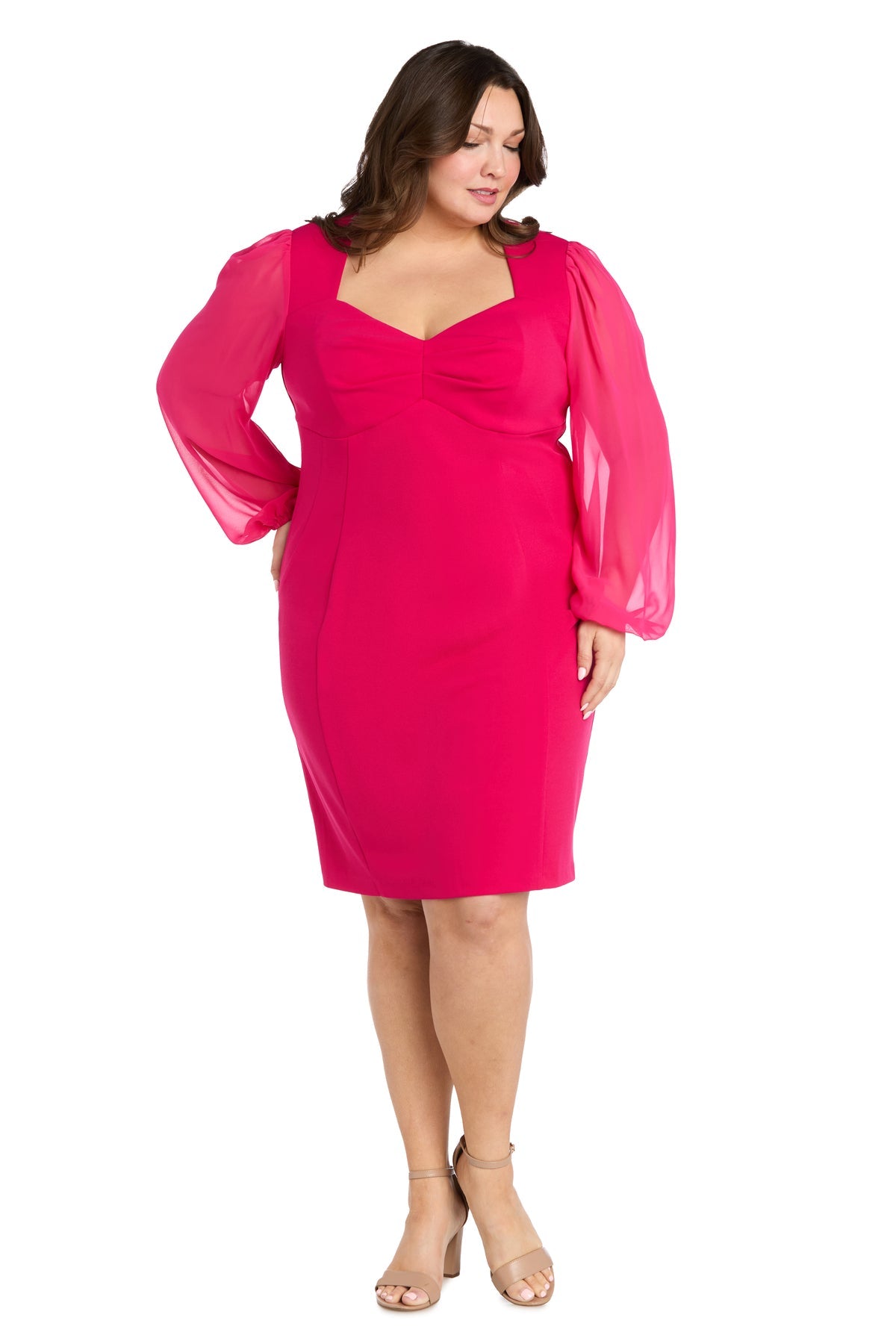 R&M Richards 4002W Plus Size Short Bell Sleeve Cocktail Dress