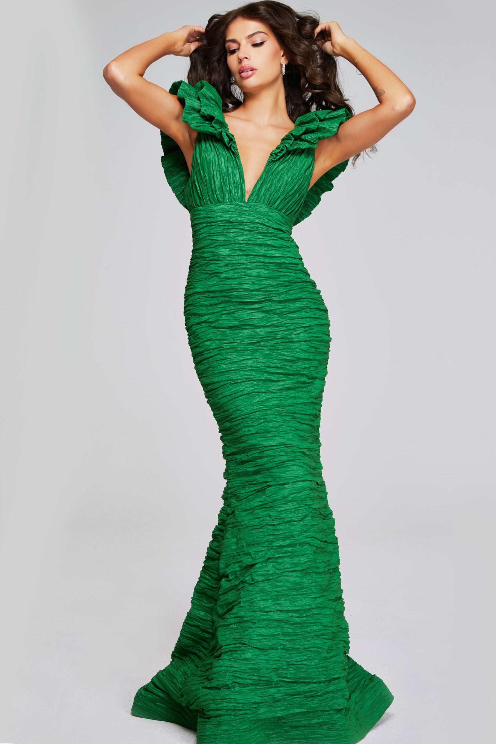 Jovani 40044 Long Mermaid Ruffled Formal Dress