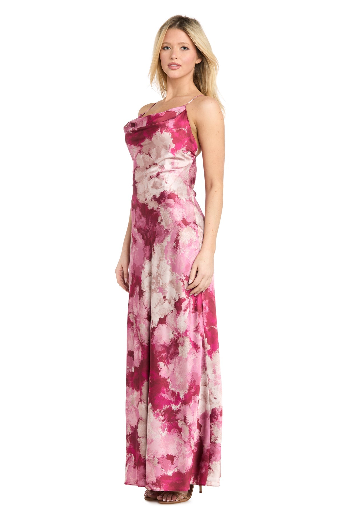 Cowl Floor-Length Satin Evening Sheath R&M Richards 40044